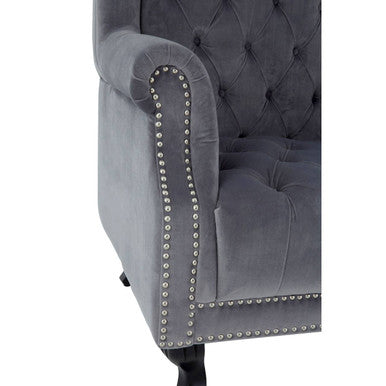 Regents Park Grey Velvet High Back Porter Chair
