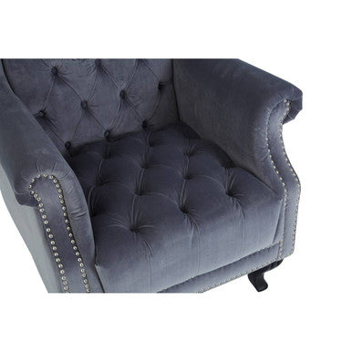 Regents Park Grey Velvet High Back Porter Chair