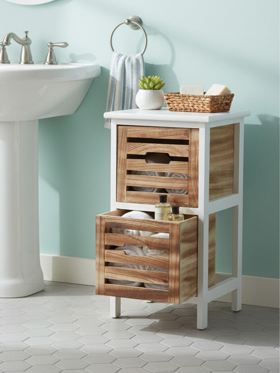 Portsmouth Natural and White Wooden 2 Drawer Chest