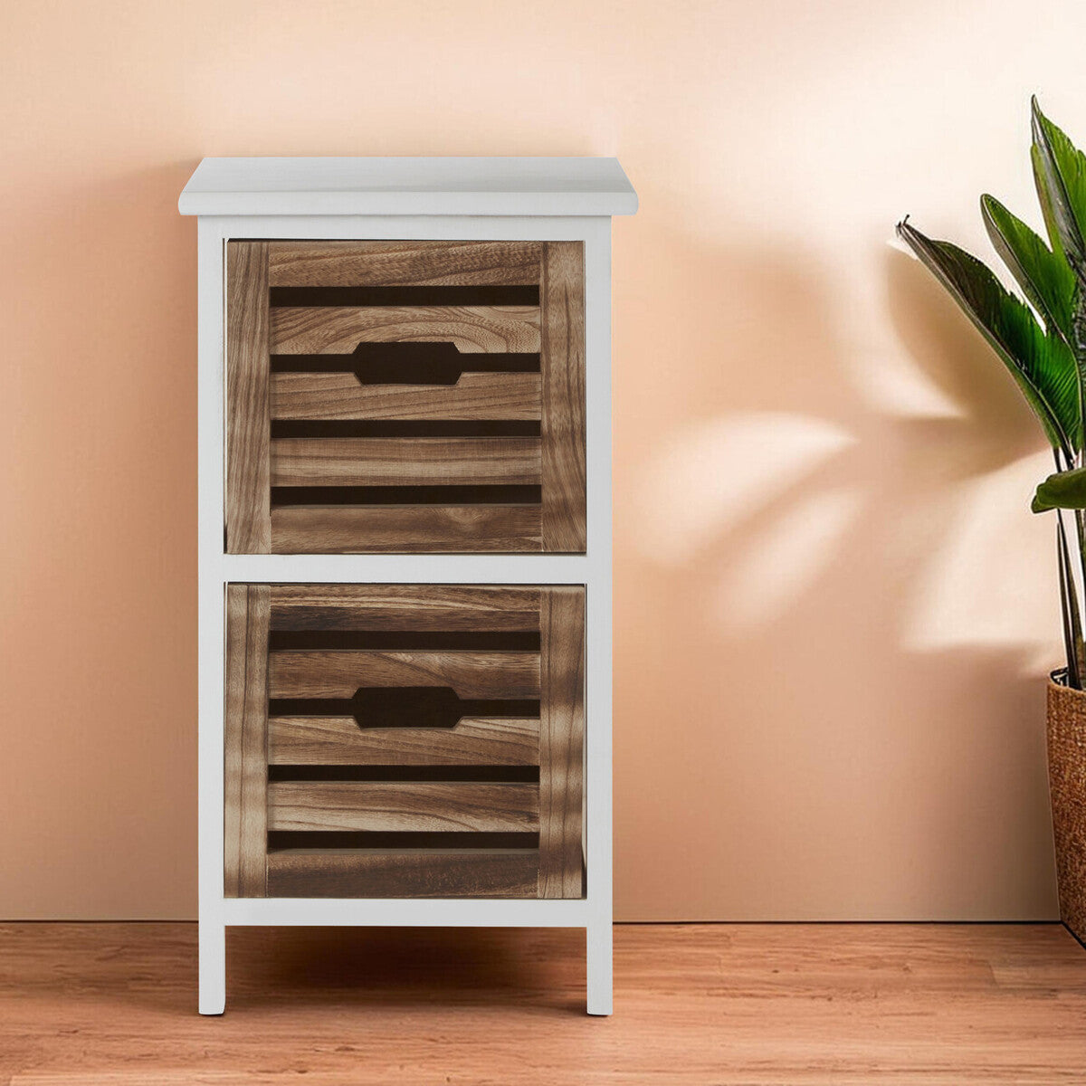 Portsmouth Natural and White Wooden 2 Drawer Chest