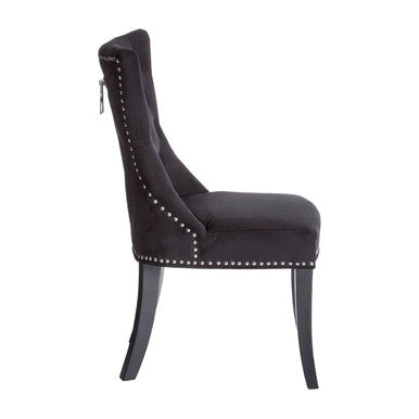 Park Black Cotton Velvet Dining Chair with Stud Detail