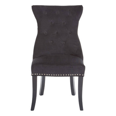 Park Black Cotton Velvet Dining Chair with Stud Detail