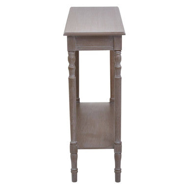 Natural Wash Slim Wooden Console Table with Lower Shelf and Carved Legs | Heritage