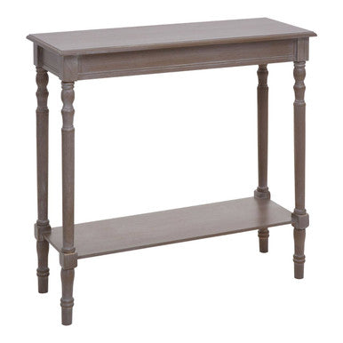 Natural Wash Slim Wooden Console Table with Lower Shelf and Carved Legs | Heritage