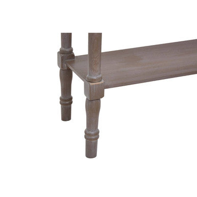 Natural Wash Slim Wooden Console Table with Lower Shelf and Carved Legs | Heritage