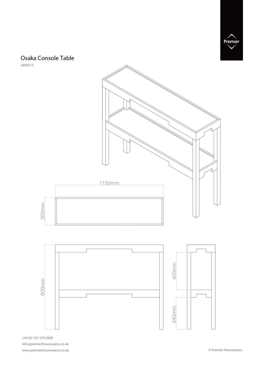 Osaka Black 2 Tier Console Table