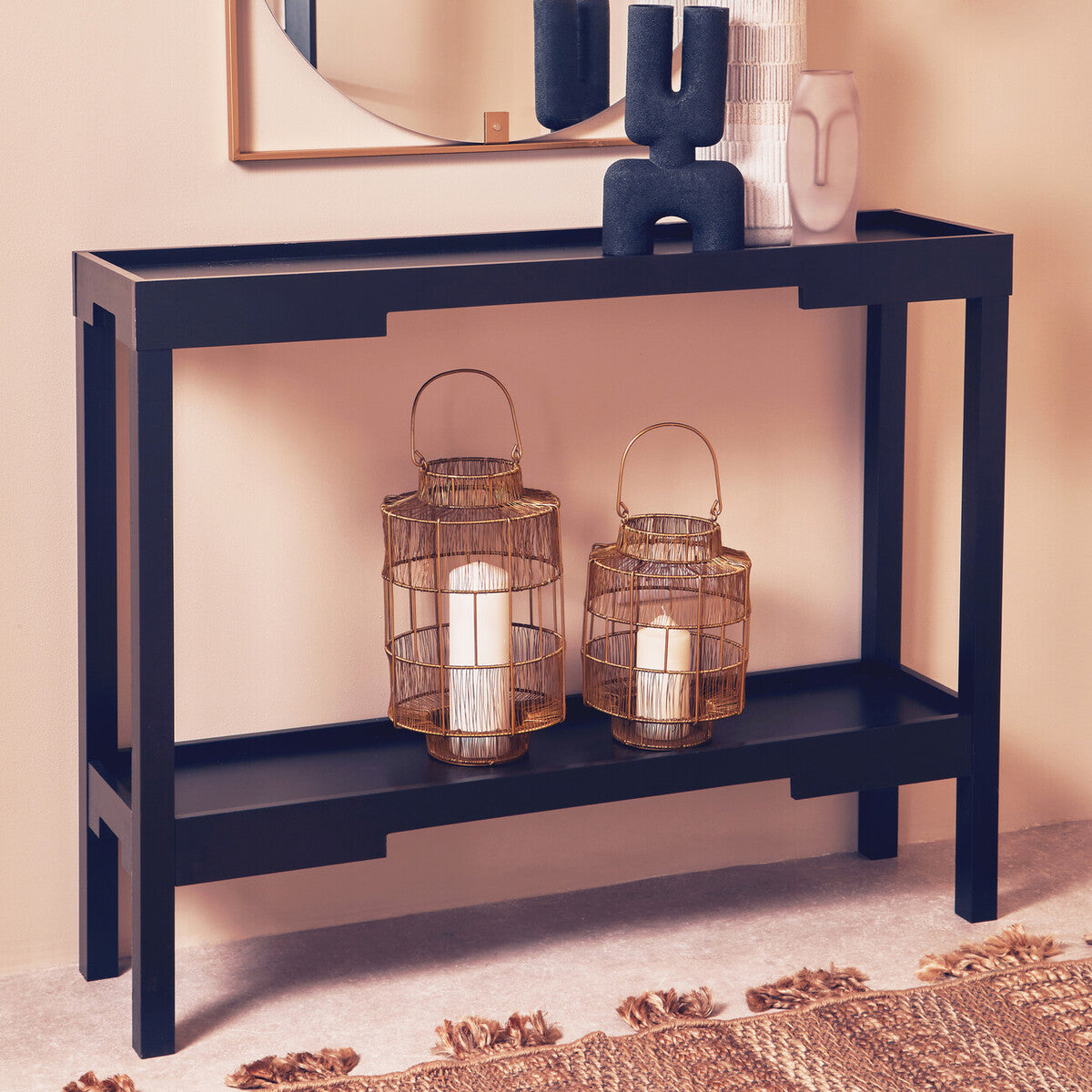 Osaka Black 2 Tier Console Table