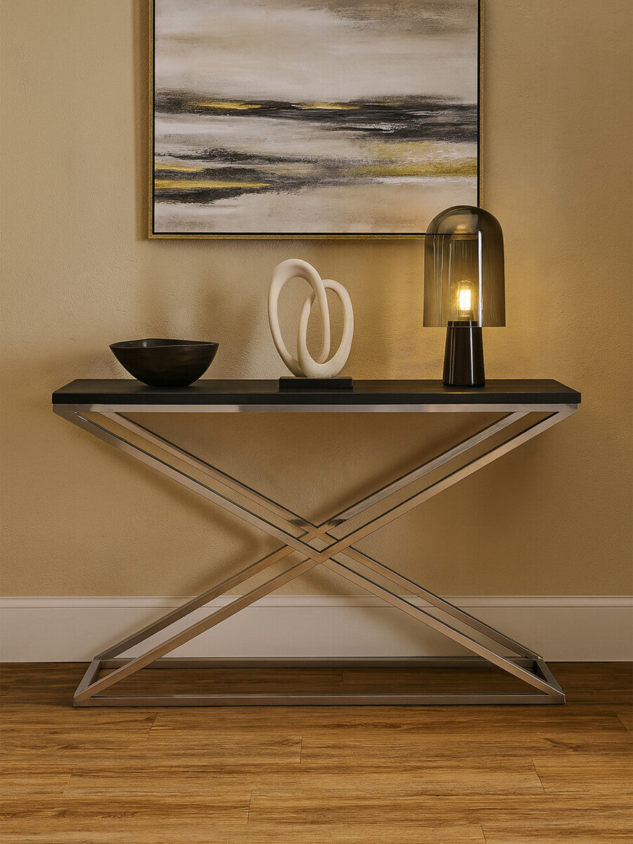 Tribute Black Leather Effect Console Table