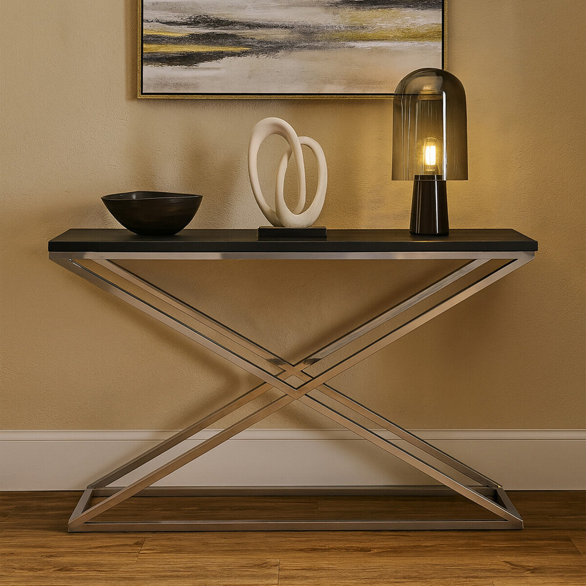Tribute Black Leather Effect Console Table