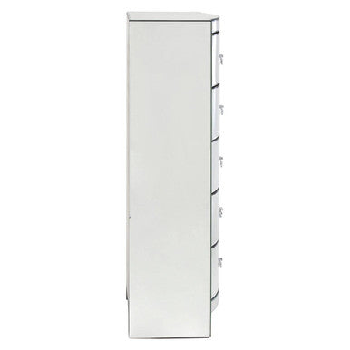 Verona Mirrored Curved 5 Drawer Tall Chest