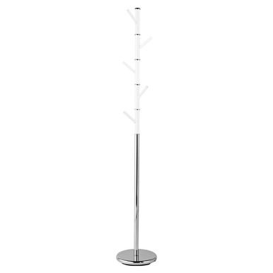 Jess Chrome Finish Coat Stand with White Acrylic Pegs