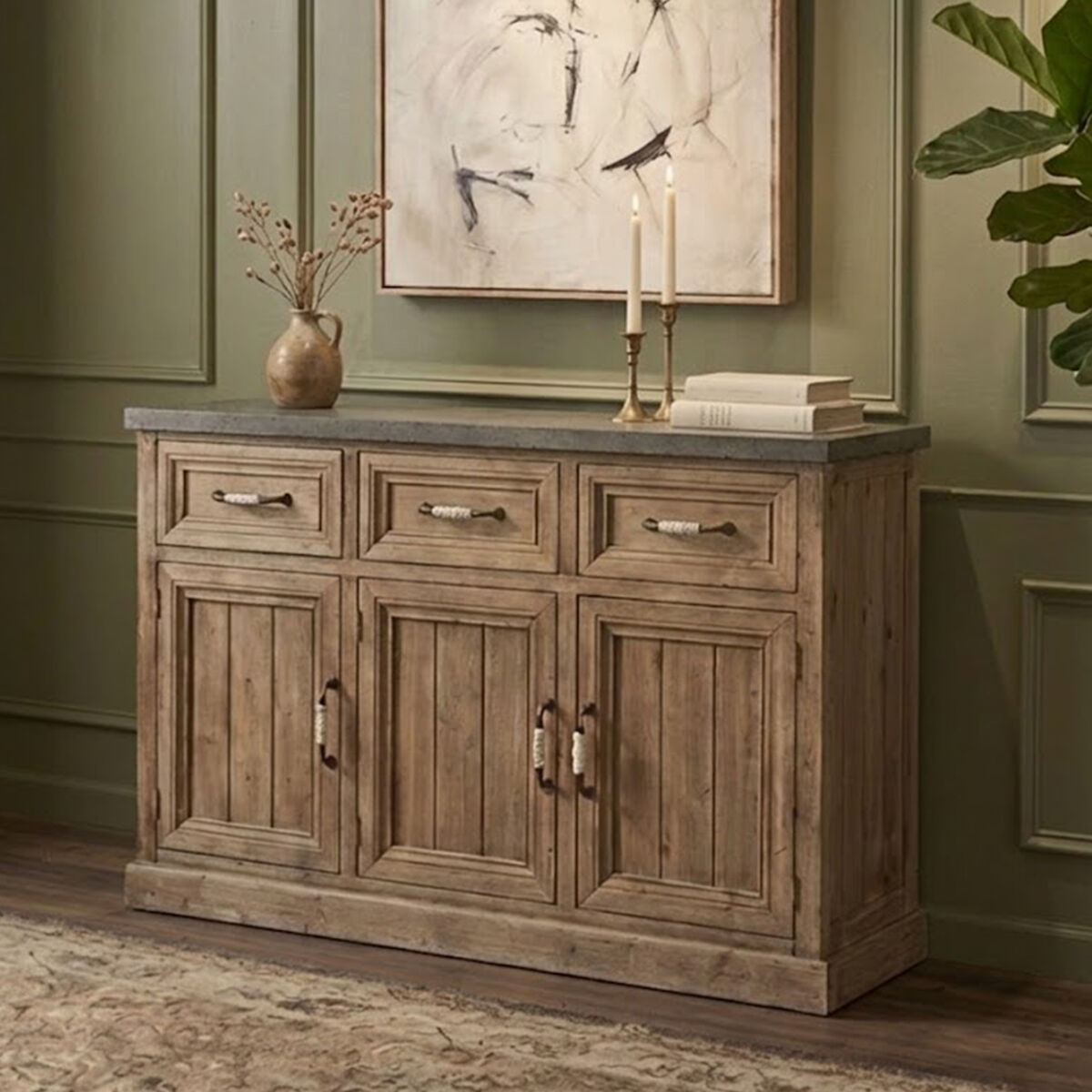 Pompeii Natural Wooden 3 Door and 3 Drawer Sideboard
