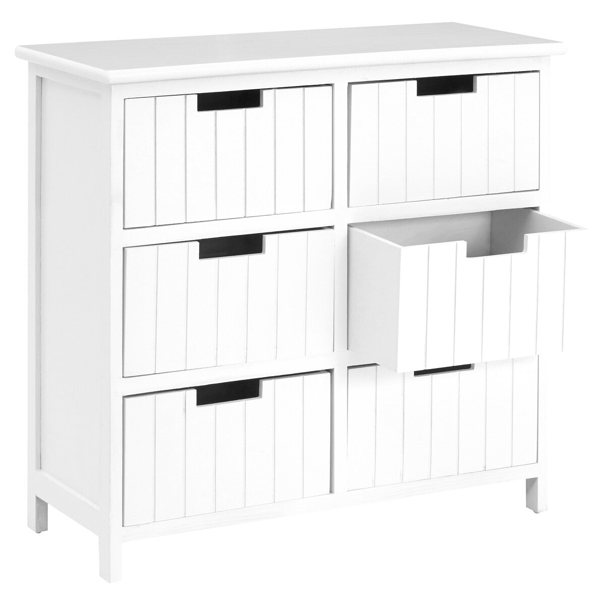 New England White Wooden 6 Drawer Chest