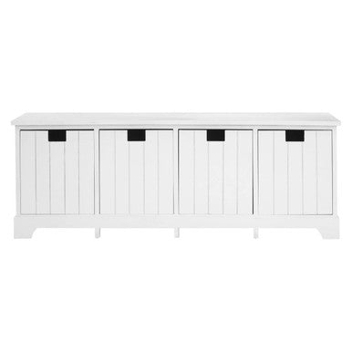 New England White Wooden 4 Drawer Storage Bench