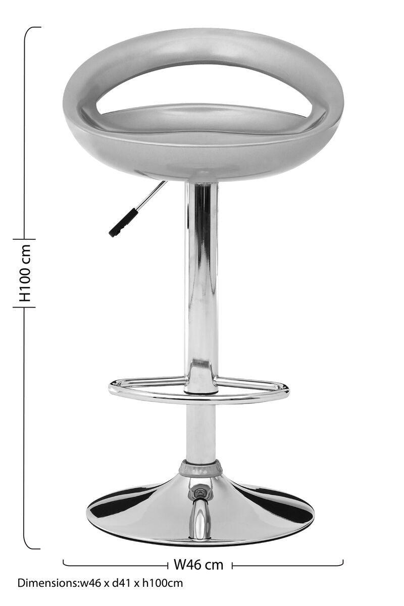 Seleno Grey Bar Stool with Chrome Finish Base