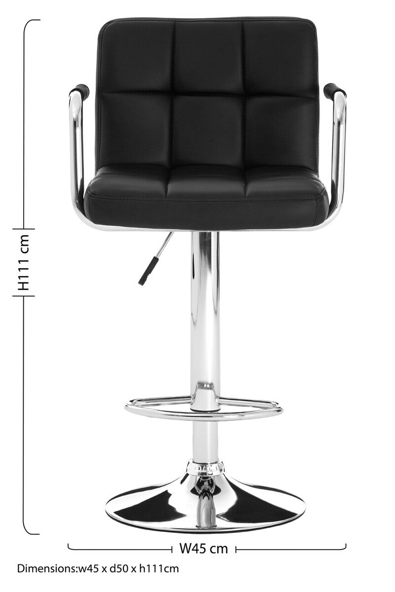 Starz Black Leather Effect Adjustable Bar Chair