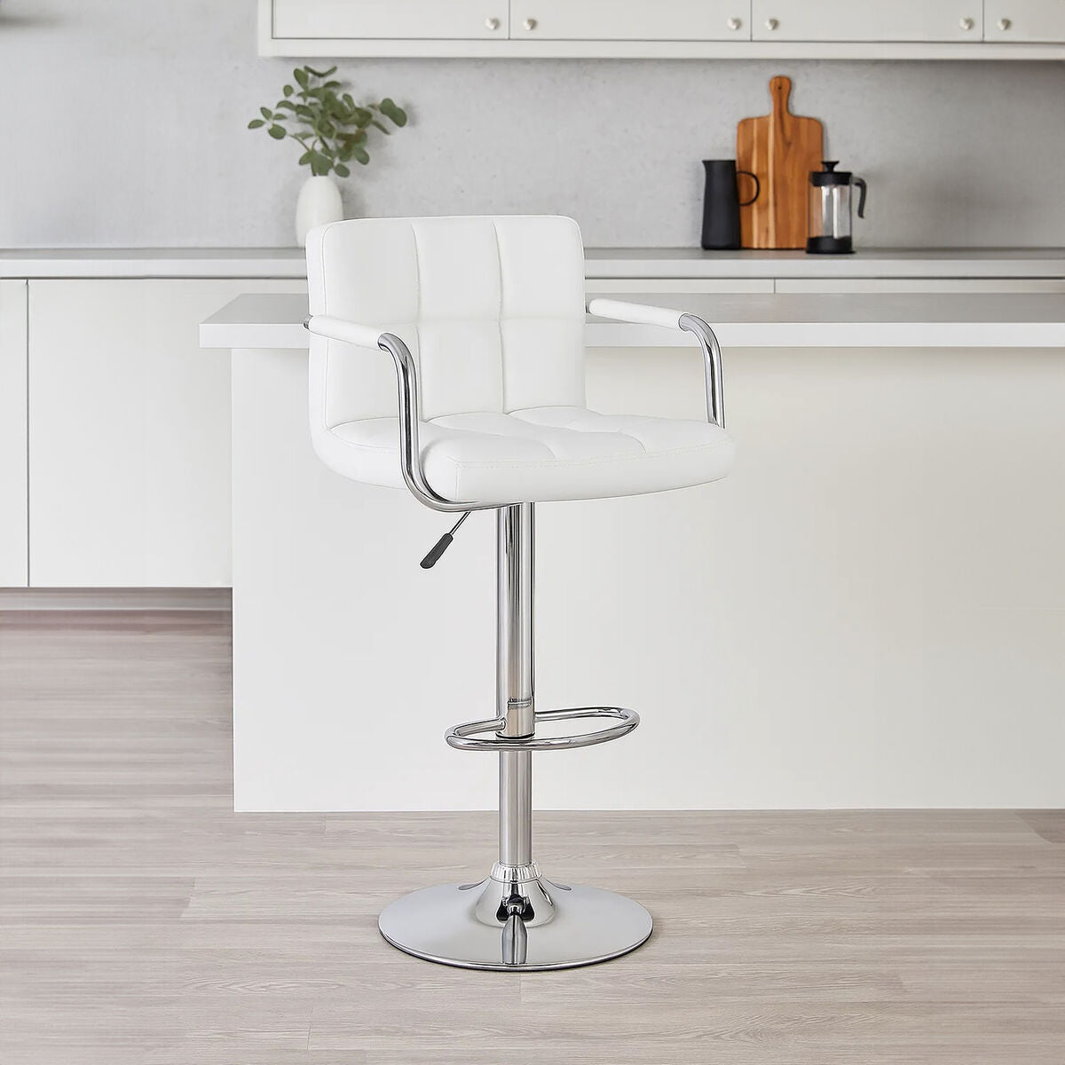 Starz White Leather Effect Adjustable Bar Chair
