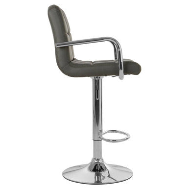 Starz Grey Leather Effect Adjustable Bar Chair