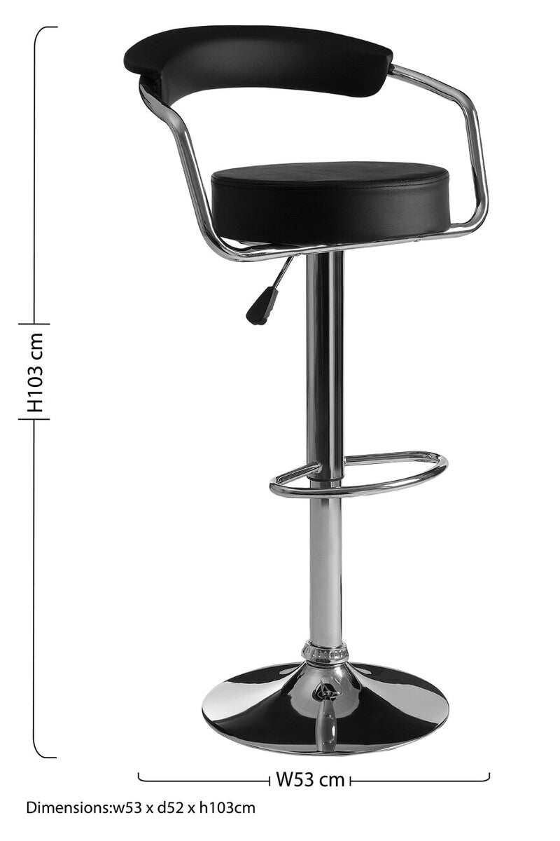 Scala Black Leather Effect Adjustable Bar Chair