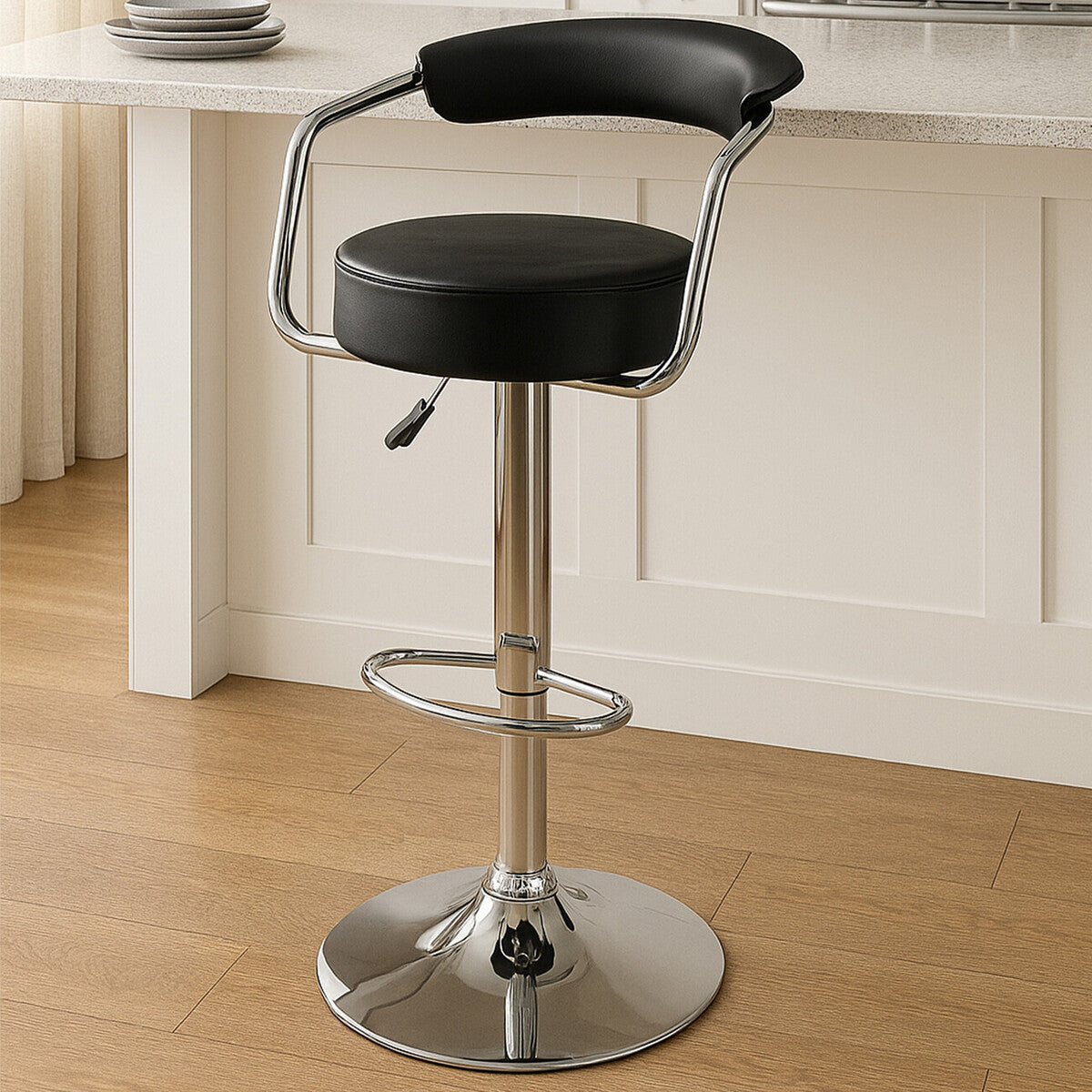 Scala Black Leather Effect Adjustable Bar Chair