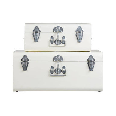 Parley Ivory Metal Set of 2 Storage Trunks