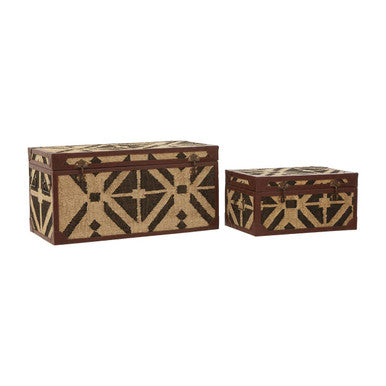Aztec Black and Natural Print Set of 2 Storage Trunks