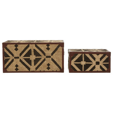 Aztec Black and Natural Print Set of 2 Storage Trunks