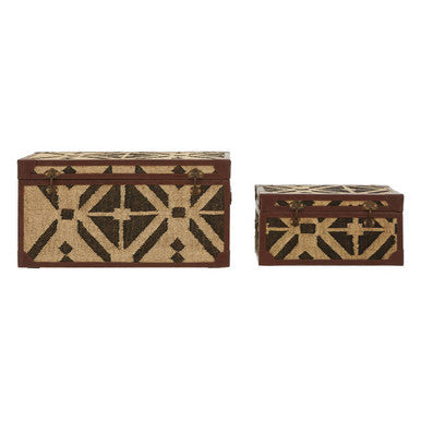 Aztec Black and Natural Print Set of 2 Storage Trunks