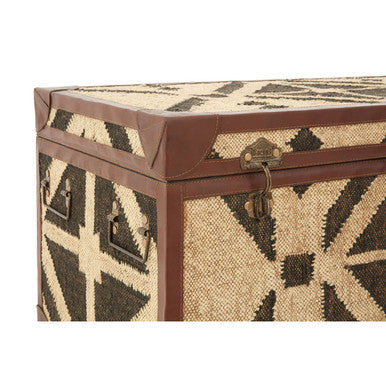 Aztec Black and Natural Print Set of 2 Storage Trunks