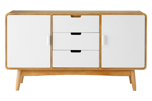 White and Natural Wood Effect Sideboard