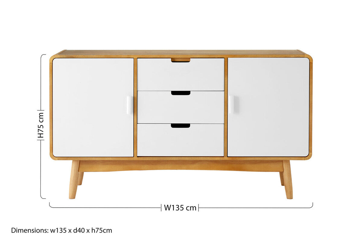 Malmo White and Natural Wood Effect Sideboard