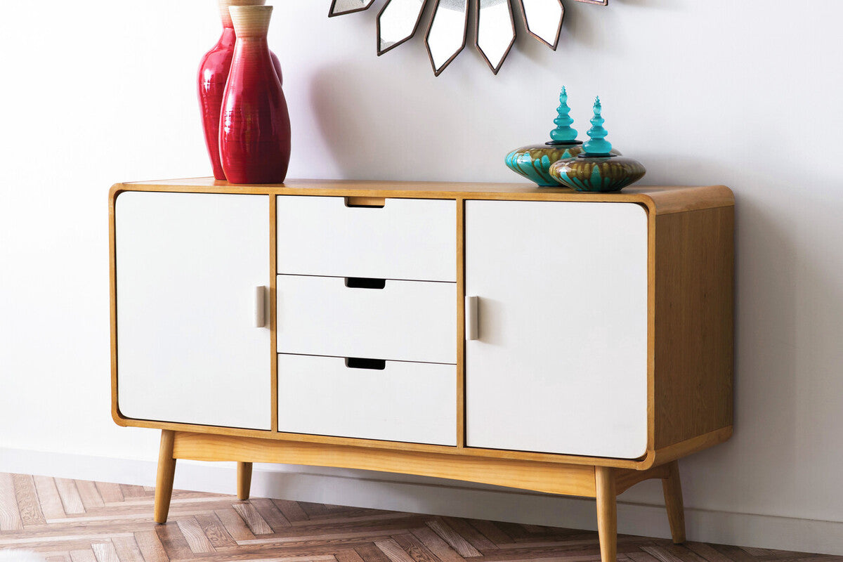 Malmo White and Natural Wood Effect Sideboard