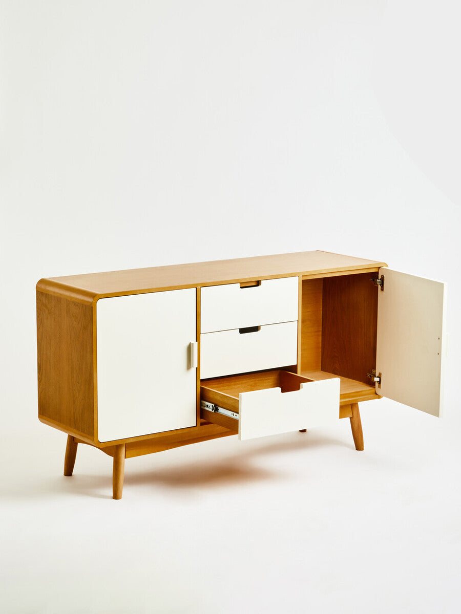 Malmo White and Natural Wood Effect Sideboard
