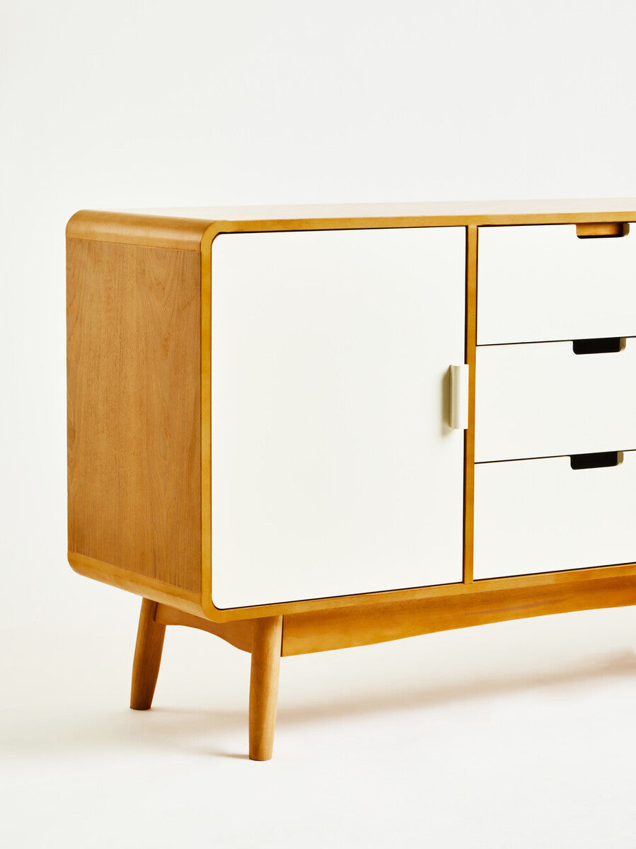 Malmo White and Natural Wood Effect Sideboard