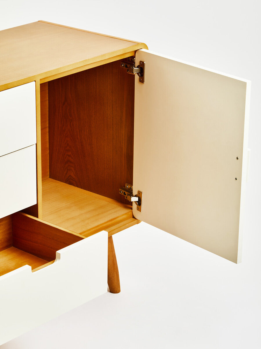 Malmo White and Natural Wood Effect Sideboard