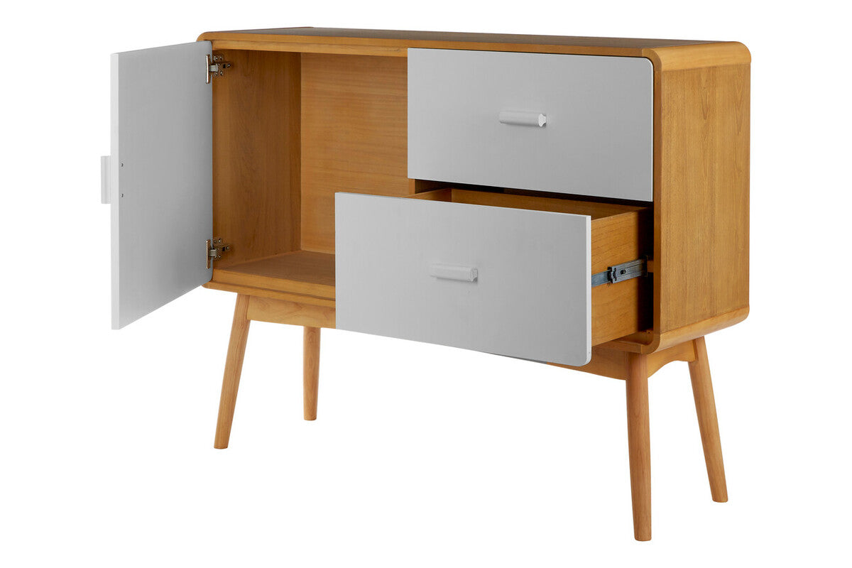Malmo White and Natural Veneer 1 Door and 2 Drawer Sideboard