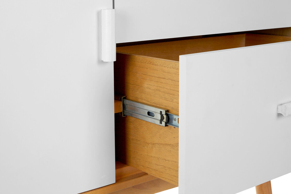 Malmo White and Natural Veneer 1 Door and 2 Drawer Sideboard