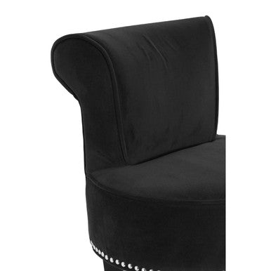 Regents Park Black Velvet Bar Chair with Wooden Legs