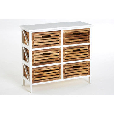 Portsmouth Natural and White Wooden 6 Drawer Chest