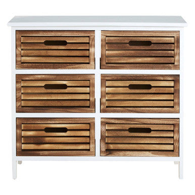 Portsmouth Natural and White Wooden 6 Drawer Chest