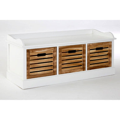 Portsmouth Natural and White Wooden 3 Drawer Bench