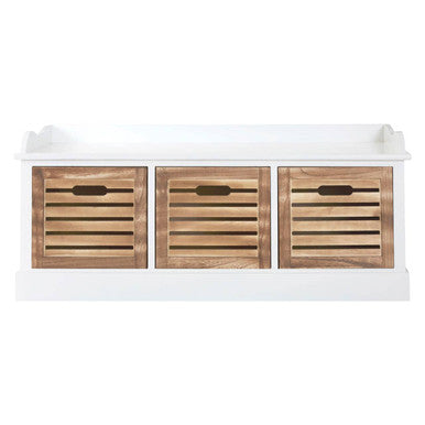 Portsmouth Natural and White Wooden 3 Drawer Bench