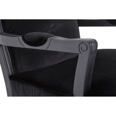 Rococo Black Velvet Chair and Footstool Set