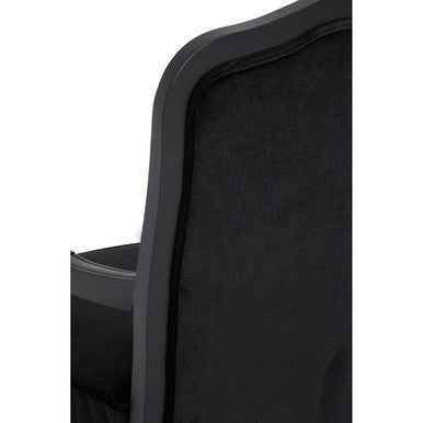 Rococo Black Velvet Chair and Footstool Set