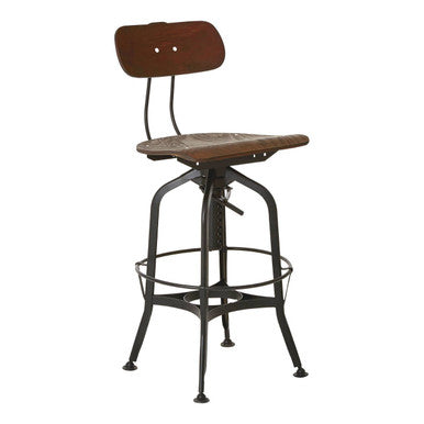 New Foundry Walnut Wood and Black Metal Bar Chair