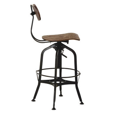 New Foundry Walnut Wood and Black Metal Bar Chair