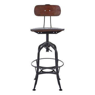New Foundry Walnut Wood and Black Metal Bar Chair