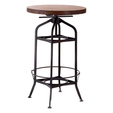 New Foundry Walnut Wood and Black Metal Bar Table