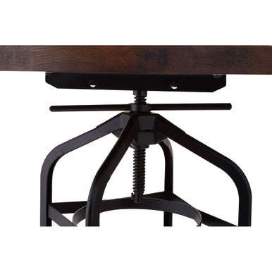 New Foundry Walnut Wood and Black Metal Bar Table