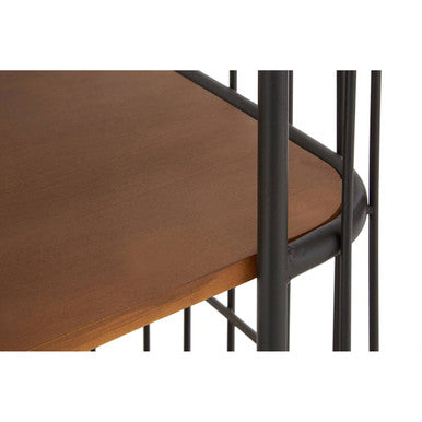 New Foundry Natural Wood and Black Metal 6 Tier Shelf Unit